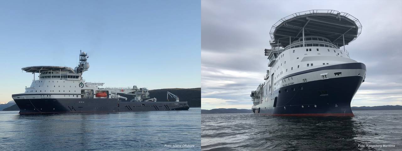 M/V Island Victory, bygget av Vard Group AS, satte den 12. november ny verdensrekord i slepekraft. Foto: Island Offshore & Kongsberg Maritime.