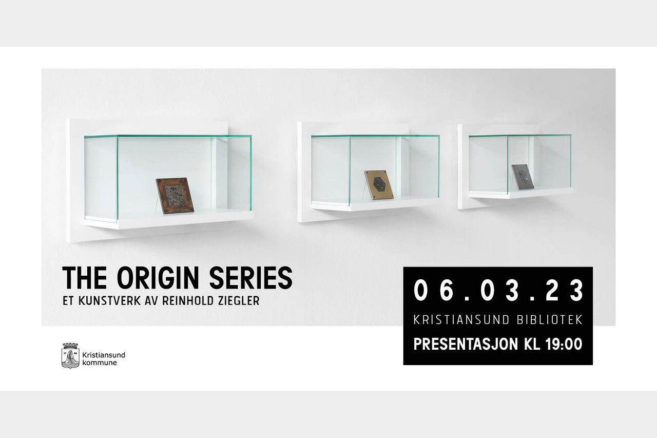 The Origin Series - et Kunstverk av Reinhold Ziegler. Presentasjon på Kristiansund bibliotek. Foto/illustrasjon: Kristiansund kommune