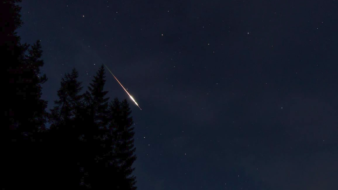 Et blinkskudd av meteorsvermen Perseidene fra Aspøya på Nordmøre. Foto: Stein Watten