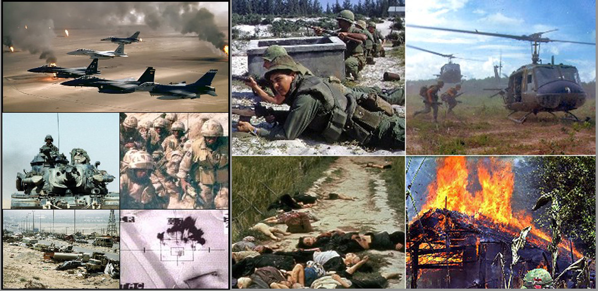 Bilder fra Gulfkrigen og fra Vietnamkrigen. Kilde: Wikimedia